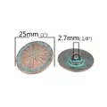 Detail of 25mm oval zinc alloy button featuring antique copper finish and green patina - Oval Style 57 (B0212257) / 10 Pieces/Pack (25x22mm)