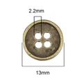 Vintage 13mm antik Bronze Zinklegierung Metallknopf mit 4 Löchern für Mäntel und DIY - 13mm / Antikbronze