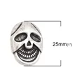 Antique silver skull-shaped 25mm zinc alloy metal button with dual holes for vintage garments - 5 Pieces / Antique Silver