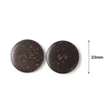Detailed macro view of 23mm brown coconut shell buttons with natural wood grain texture - 23mm (Pack of 100) / Brown