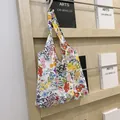 Florale Canvas-Einkaufstasche mit buntem Wildblumenmuster und großem Fassungsvermögen für Sommer - Bunte Wildblumen