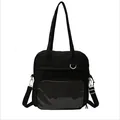 Japanische schwarze Ita-Tasche aus Canvas mit großem Sichtfenster und Schultergurt - Schwarz