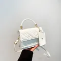 White quilted crossbody bag with fashion embossing and detachable mini coin purse - White