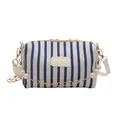 Sac rayé bleu et blanc avec chaîne en perles et bandoulière réglable chic - Rayé Bleu