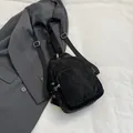 Versatile black crossbody chest bag with pleated nylon texture and adjustable strap - Without Pendant / Black