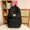Sac à dos noir minimaliste pour femmes avec grande capacité pour lycée et université - Noir