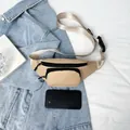 Sac banane en nylon oxford kaki imperméable avec double poche zippée et sangle - Kaki