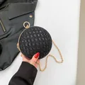 Chic black spherical woven evening bag with sparkling sequins and golden chain strap - Black