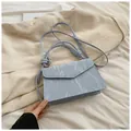Chic light blue pleated square bag with gold hardware and versatile straps for women - Blue