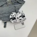 Pochette nuage plissée blanche élégante avec motif de paysage à l'encre noire - Noir