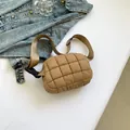 Sac banane matelassé kaki à carreaux avec sangle en nylon et boucle solide - Marron