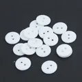 Polished white resin round 2-hole buttons for shirts and DIY sewing projects - 15mm (200 Pieces/Pack) / White