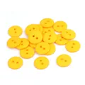 Bright yellow round two-hole resin buttons for shirts and DIY sewing projects - Orange
