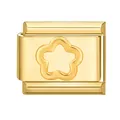 Charm modulaire doré de style italien avec gravure minimaliste de fleur à 5 pétales - Fleur à cinq pétales / Or