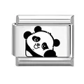 Charm per bracciale in acciaio inossidabile con simpatica illustrazione di panda - Panda-1