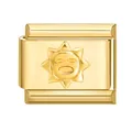 Maillon italien doré avec relief de visage solaire pour bracelet modulable DIY - Soleil / Or