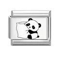 Charm per bracciale componibile con panda in acciaio inossidabile lucido di qualità - Motivo Panda 4