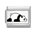 Maglia charm italiana con simpatico panda minimalista in acciaio inossidabile lucido - Motivo Panda 5