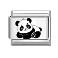 Charm italiano in acciaio inossidabile lucido con un simpatico panda bianco e nero - Motivo Panda 6