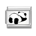 Charm modulare italiano con simpatico panda su acciaio inossidabile lucido per gioielli - Motivo Panda 8