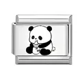 Ciondolo in acciaio inossidabile stile italiano con simpatico panda e biberon - Motivo Panda 10