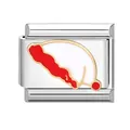 Italian charm bracelet link with silver stainless steel and a red Christmas hat - Basic Red Enamel Christmas Hat