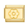 Charm modulare rettangolare in oro lucido con motivo floreale a rilievo per bracciali - Fiore di Pesco / 1*0.9cm / Oro