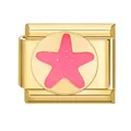 Abalorio modular italiano en oro con estrella de mar en esmalte rosa para pulseras DIY - Estrella de Mar Dorada (5917) / Dorado