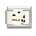 Charm in acciaio inossidabile stile italiano con cartone del latte bianco e macchie - Cartone del Latte