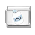 Charm modulare italiano in acciaio inossidabile con design di bottiglia di latte smaltata - Bottiglia di latte