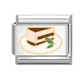 Italian charm link with tiramisu enamel cake design for modular bracelets - Chocolate Cake