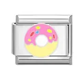Modulo per bracciale italiano con donut rosa in acciaio inossidabile per gioielli DIY - Donut
