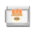 Charm per bracciale italiano con design a cesto di pane su base in acciaio inox - Sacchetto del Pane
