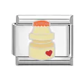 Maglia charm italiana con simpatico design di yogurt in acciaio argento lucido - Bevanda Probiotica
