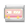 Maglia charm italiana con design camper rosa in acciaio inossidabile lucidato - Autobus rosa