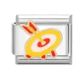 Italian charm link featuring a colorful archery target and golden arrow on steel base - Target