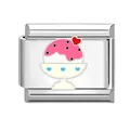 Italian charm link with pink ice cream enamel design for modular DIY bracelets - Ice Cream / 1.0cm x 0.9cm