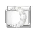 Italian style charm link with silver crescent moon and five white pearls decoration - Pearl Moon Necklace