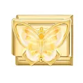 Italienisches Charm-Glied mit goldenem Schmetterling für modulare Armbänder - Gelber Schmetterling