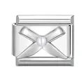 Italian charm link with silver bow and central pearl for modular bracelet diy - 1*0.9cm / Pearl Bowknot