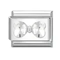 Italian charm link with polished steel and crystal heart-shaped bow detail - White Diamond Bowknot / 1*0.9cm [out-of-stock Items Can Be Made Minimum Order 100 Pieces]