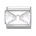 Maillon charm italien avec cristal papillon en acier inoxydable poli pour bracelets DIY - Nœud Style 1 / 1x0,9 cm