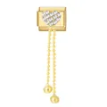 Golden heart-shaped charm for Italian bracelet with pavé crystals and fringe tassels - White Zirconia Heart Tassel