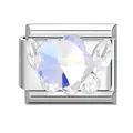Italian modular charm featuring a purple crystal flower on polished stainless steel - 1*0.9cm / White Crystal Flower