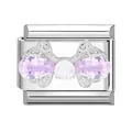 Modularer Charm aus Edelstahl mit hellviolettem Schmetterlingskristall - Lila Zirkon Schleife / 1*09 Cm [nicht Vorrätig Mindestbestellmenge 100 Stück] Bitte Kontaktieren Sie Den Kundenservice Um Den Artikel In Den Bestand Aufzunehmen.