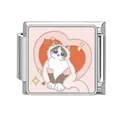 Charm italiano con gatto ragdoll dagli occhi azzurri su maglia in acciaio - 1x0,9 cm / Doppio Cuore Gatto Ragdoll (Pet-3)