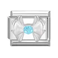 Maillon de bracelet modulaire en acier inoxydable avec papillon en cristal bleu - Nœud Bleu Style 1 / 1x0,9 cm