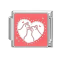 Italian charm link featuring cute kissing cats on pink background for DIY bracelets - Pink Kissing Cats Style (Pet-4)