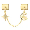 Modulo per bracciale italiano con ciondoli a stella dorata e castello a mezzaluna e catena - Stella a Quattro Punte & Castello