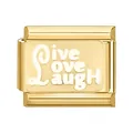 Link per charm italiano dorato con incisione Live Love Laugh per bracciali fai da te - Live love laugH (Base Oro Serie L)